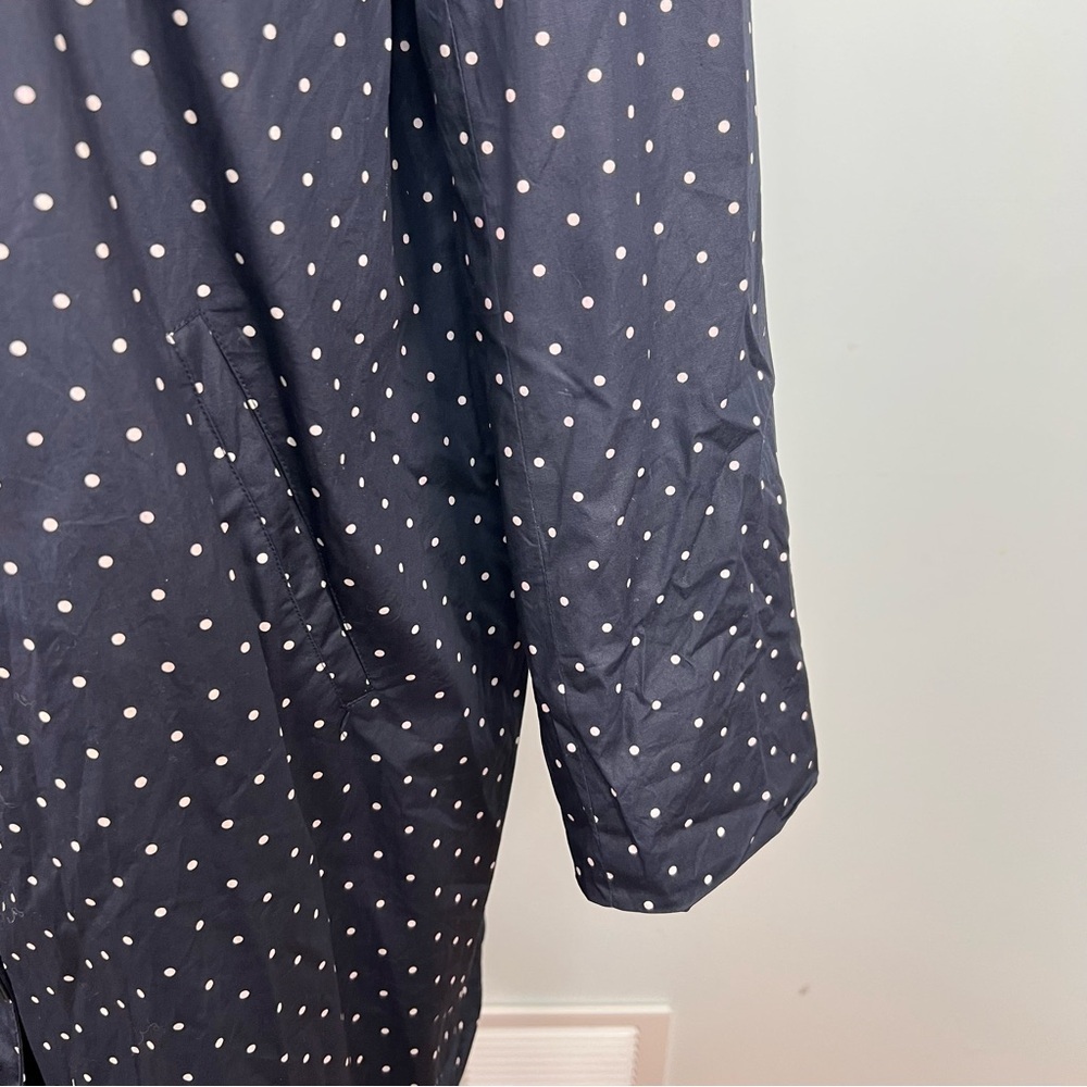 Lauren Ralph Lauren Navy Polka Dot Trench Coat with Red Lining - Picture 5 of 17